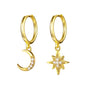 1 Pair Retro Star Moon Flower Copper Drop Earrings