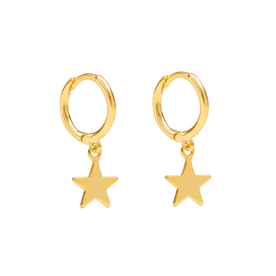 1 Pair Retro Star Moon Flower Copper Drop Earrings