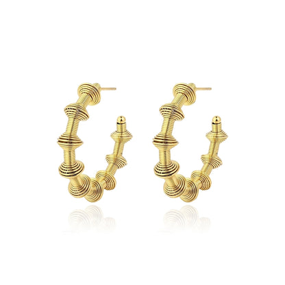 1 Pair Vintage Style C Shape 304 Stainless Steel Gold Plated Ear Studs