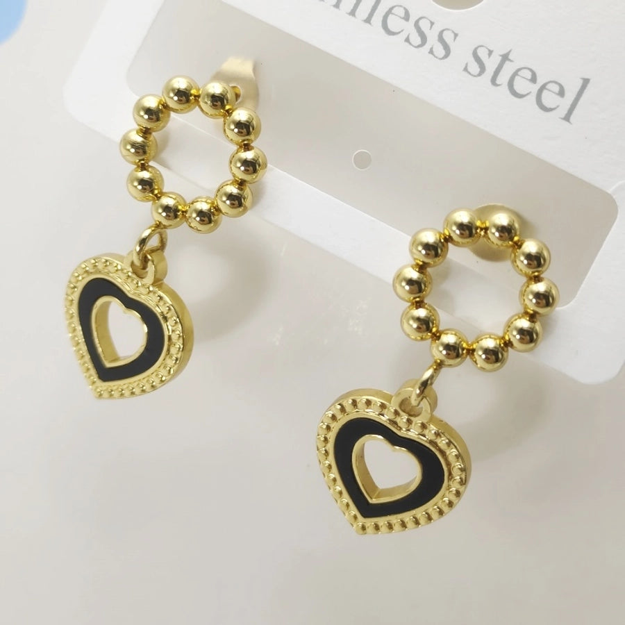 1 Pair IG Style Sweet Commute Pentagram Heart Shape 304 Stainless Steel 18K Gold Plated Drop Earrings