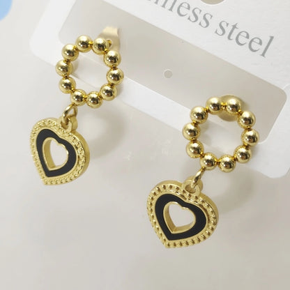 1 Pair IG Style Sweet Commute Pentagram Heart Shape 304 Stainless Steel 18K Gold Plated Drop Earrings