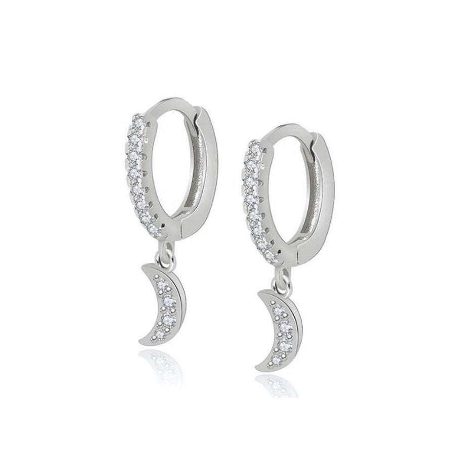 1 Pair Retro Star Moon Flower Copper Drop Earrings