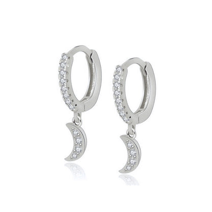 1 Pair Retro Star Moon Flower Copper Drop Earrings