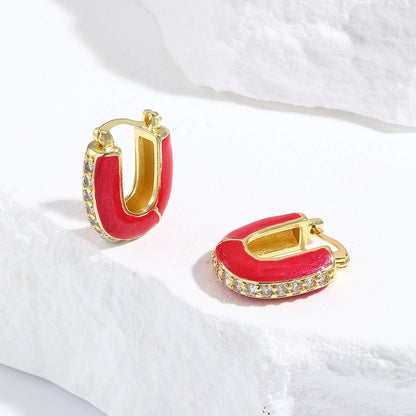 1 Pair Simple Style Artistic Commute Geometric Inlay Copper Zircon 18K Gold Plated Earrings