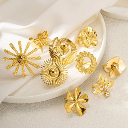 Simple Style Geometric Titanium Steel Open Rings In Bulk