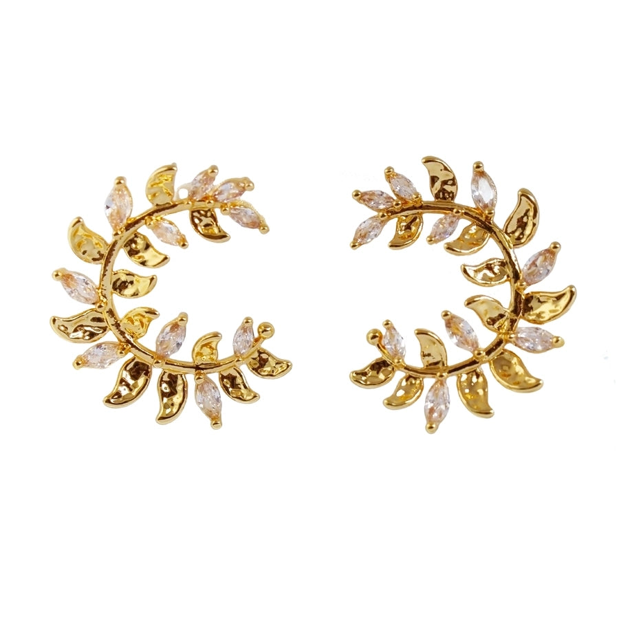 Brass 24K Gold Plated Leaf Earrings