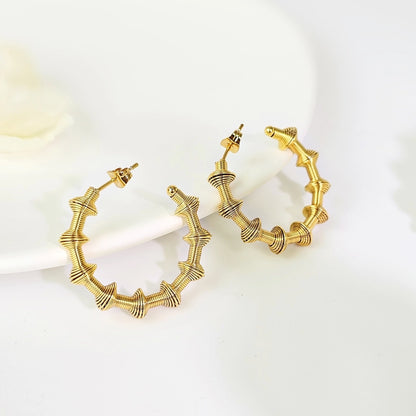 1 Pair Vintage Style C Shape 304 Stainless Steel Gold Plated Ear Studs