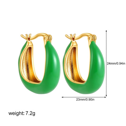 1 Pair Classical Retro U Shape Enamel Copper Earrings