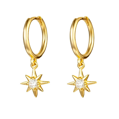 1 Pair Retro Star Moon Flower Copper Drop Earrings