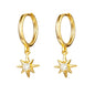 1 Pair Retro Star Moon Flower Copper Drop Earrings