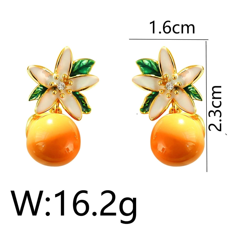 1 Piece Cute Hip-Hop Commute Pumpkin Floral Plating Copper Zircon 18K Gold Plated Drop Earrings