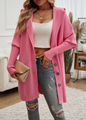 Lässige, lockere Strickjacke mit Knopfleiste und Kapuze 